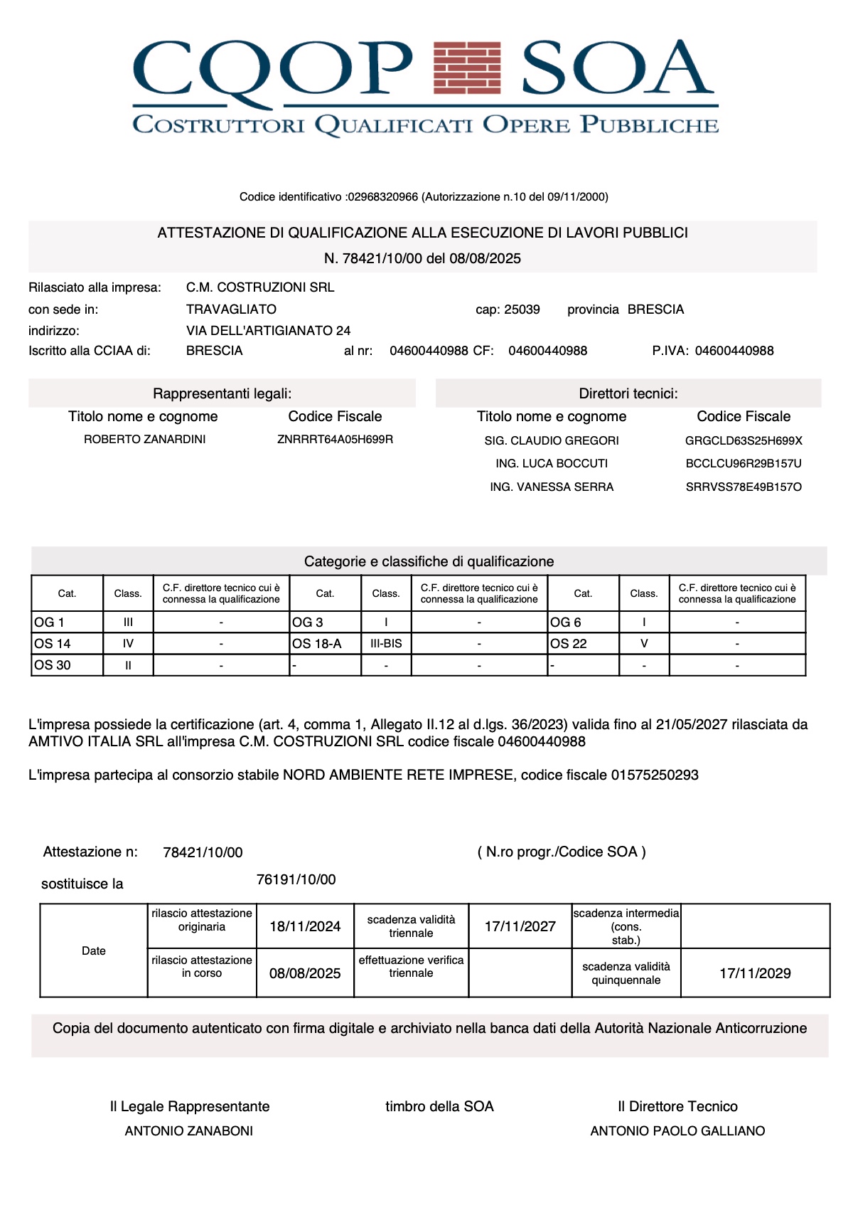 Anteprima del documento Attestazione SOA
